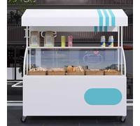 JIAOCKJIAO Bancarella Chiosco Alimentare con Tettoia, Bancarelle del Mercato Portatile con Ruote, Carrello per Venditori Ambulanti con Pannello In Acrilico(White)