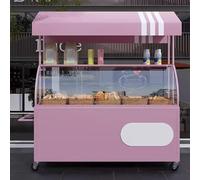 JIAOCKJIAO Bancarella Chiosco Alimentare con Tettoia, Bancarelle del Mercato Portatile con Ruote, Carrello per Venditori Ambulanti con Pannello In Acrilico(Pink)