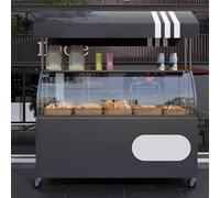 JIAOCKJIAO Bancarella Chiosco Alimentare con Tettoia, Bancarelle del Mercato Portatile con Ruote, Carrello per Venditori Ambulanti con Pannello In Acrilico(Black)