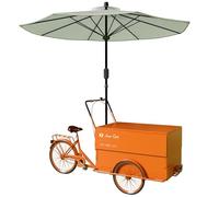 JIAOCKJIAO Bancarella Mobile per Mercati All'aperto con Ruote, Carrello per Espositori Alimentari con Ombrellone E Grande Piattaforma Pieghevole, per Eventi, Strade(Orange A)
