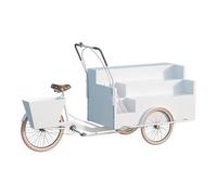 JIAOCKJIAO Carrello per Bancarelle di Cibo Mobile con Ombrellone, Espositore per Rimorchio per Fiori Aperto con Mobiletto Portaoggetti, Camioncino per Gelati per Strade(White)