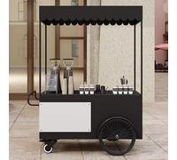 JIAOCKJIAO Carrello per Cibo da Esterno con Tettoia, Espositore Portatile per Cibo da Strada con Cassetti Portaoggetti, Carrelli Creativi per Cibo In Ferro per Hot Dog(Black,47.2in/120cm)