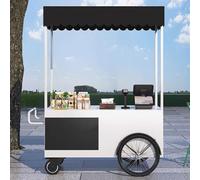 JIAOCKJIAO Carrello per Cibo da Esterno con Tettoia, Espositore Portatile per Cibo da Strada con Cassetti Portaoggetti, Carrelli Creativi per Cibo In Ferro per Hot Dog(White,47.2in/120cm)