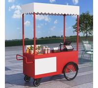 JIAOCKJIAO Carrello per Cibo da Esterno con Tettoia, Espositore Portatile per Cibo da Strada con Cassetti Portaoggetti, Carrelli Creativi per Cibo In Ferro per Hot Dog(Red,39.3in/100cm)