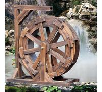 JIAOCKJIAO Fontana a Ruota Idraulica in Legno, Fontane e Cascate da Esterno con Supporto, Fontana Ornamentale A Cascata Vintage per Esterni, Interni, Balconi, per Giardino(Dia11.8in/30cm)