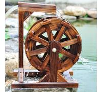 JIAOCKJIAO Fontana con Ruota Idraulica da Giardino, Fontana con Ruota Idraulica Indipendente con Supporto, Ruota Idraulica Fengshui, Decorazione con Scena Feng Shui Cinese(Dia35.4in/90cm)