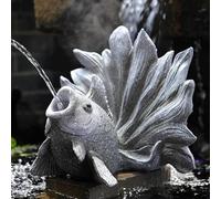 JIAOCKJIAO Fontane a Forma di Pesce Rosso, Piccoli Sputacchiera per Laghetto, Sculture in Poliresina per Paesaggi Acquatici, Uscite per Laghetti con Circolazione dell'Acqua(Gray)
