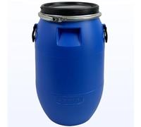 JIAOCKJIAO Fusto in plastica blu con coperchio, Botte a collo largo anello di chiusuram for contenitori di stoccaggio industriali e di spedizione, contenitore di alimentazione(50L)
