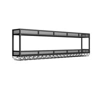 JIAOCKJIAO Portabottiglie da Parete, Grandi Porta Bottiglie di Vino, Mensola Espositiva In Metallo a Più Livelli, Scaffale con Portabicchieri, Ripiano Espositivo per Casa, Ristoranti(Black,47.2in/120c