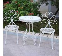 JIAOCKJIAO Set Tavolo e Sedie da Balcone, Set Bistrò In Metallo 3 Pezzi | Tavolo e Sedie da Esterno, Tavolino e Sedia Pavone in Ferro, for Portico Anteriore o Piccolo Patio(White)