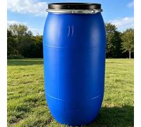 JIAOCKJIAO Tanica di Plastica Blu, Botte a Collo Largo con Coperchio e Anello di Chiusura for Spedizione e Stoccaggio All'esterno, Serbatoio per Acqua Piovana dal Design a Tenuta D'aria(120L)