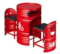 JIAOCKJIAO Tavolo E Sedie Da Esterno 3 Pezzi, Ferro Tavolino Da Balcone | Set Bistrò Rotonda, Tavolo E Sedie Giardino, Risparmio Di Mobile Da Esterno Balcone, Senza Assemblaggio(Red)