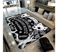 JIAOJING Tappeto Antiscivolo Per Halloween Home Decor Lavabile Nero Gotico Teschio Tesoriere Tappetino Da Pavimento Morbido Parlour Sofa Area Tappeto 140X200Cm