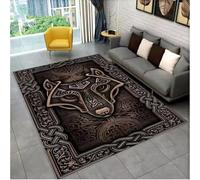 JIAOJING Tappeto Mitologia Vichingo Nordico Per La Casa Soggiorno Camera Da Letto Divano Zerbino Arredamento Area Tappeto Tappetino Antiscivolo 100X160Cm