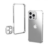 JIAONASHIJIA Adatto per MagSafe iPhone 16 Pro, completamente in metallo, design minimalista senza cornice, cover protettiva per obiettivo, ultra sottile, antiurto, senza bordi. Argento