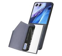 JIAONASHIJIA Custodia magnetica per Samsung Galaxy Z Flip 7, in pelle, con blocco RFID 2 in 1, porta carte di credito rimovibile, antiurto, supporto per specchio cosmetico, colore: blu