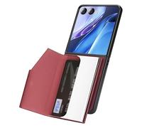 JIAONASHIJIA Custodia magnetica per Samsung Galaxy Z Flip 7, in pelle, con blocco RFID 2 in 1, porta carte di credito rimovibile, antiurto, supporto per specchio cosmetico, colore rosso