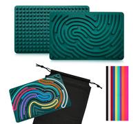 Jiaoshou Pan Sensory Activity Board, Board Sensoriale in Silicone con 20 Strisce in Silicone e Borsa di Stoccaggio per ADHD, Autismo, Antistress, Ansia (Verde Scuro)