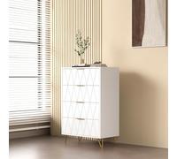 JiaOyu Cassettiera bianca, credenza con 4 cassetti, credenza multiuso per soggiorno, camera da letto, corridoio, 90 x 60 x 34 cm (4 cassetti)