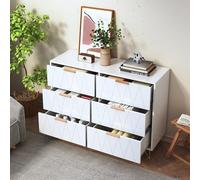 JiaOyu Cassettiera bianca, credenza con 6 cassetti, armadietto per comode, armadietto multiuso per soggiorno, camera da letto, corridoio, 72,5 x 100 x 34 cm (6 cassetti)