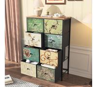 JiaOyu Cassettiera vintage con 8 cassetti in tessuto, toletta bohemien per TV, struttura in metallo e pannello in legno, per soggiorno, camera da letto e corridoio (8 cassetti)