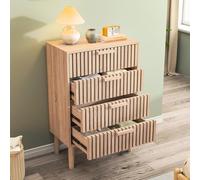 JiaOyu Credenza, comò per camera da letto con 4 cassetti, ampio comò in legno, credenza per soggiorno, corridoio, ingresso (A, 60 x 34 x 91 cm)