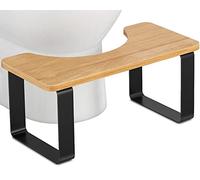 JIAPAIDUO Sgabello per WC accovacciato in metallo con legno, impermeabile e antiscivolo, per adulti, nero opaco