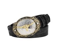 JIARY Cintura Cowboy Uomo, Cinture da Cowgirl Western per Uomo E Donna, Cintura Occidentale Goffrate con Fibbia Longhorn Bull, per Jeans E Pantaloni,Black a,110CM/43.3''