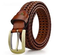 JIARY Cintura da Uomo Intrecciata, Cintura Intrecciata Vero Cuoio e Pelle Unisex,Marrone,115CM/45.3''