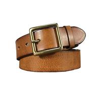 JIARY Cintura in Pelle da Uomo per Look Business e Casual in Vero Cuoio di Bufalo Stile Vintage,Khak,110CM/43.3''