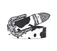 JIARY Cintura in Pelle per Donna, Cinture da Donna alla Moda con Stampa Animalier, Cintura Casual con Fibbia Incisa per Jeans Pantaloni Abiti, Cintura Western Vintage,Nero,105CM/41.3''