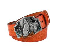 JIARY Cintura in Pelle Western per Uomo E Donna, Cintura Cowboy Uomo, Cinture da Cowgirl Occidentale con Fibbia Incisa, Cinture Goffrate da Campagna per Jeans E Pantaloni,Orange a,105CM/41.3''