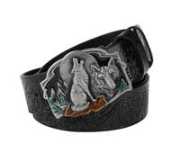 JIARY Cintura in Pelle Western per Uomo E Donna, Cintura Cowboy Uomo, Cinture da Cowgirl Occidentale con Fibbia Incisa, Cinture Goffrate da Campagna per Jeans E Pantaloni,Black a,125CM/49.2''