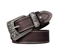 JIARY Cintura in Pelle Western per Uomo E Donna, Cinture Vintage con Fibbia Incisa, Cintura Cowboy Uomo, Cintura Casual da Uomo per Jeans E Pantaloni,Dark Brown,100CM/39.4''