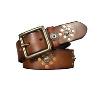 JIARY Cintura Uomo Borchiata, Cinture Rivetto punk rock in Pelle Regolabile Moda con Fibbia ad Ardiglione in Metallo in Acciaio Inossidabile,Light brown,115CM/45.3''