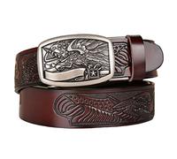 JIARY Cintura Uomo, Cinture Western per Uomo Cowboy, Cinture Groove per Uomo Fibbia con Aquila in Metallo,Brown b,125cm/49.2''