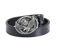 JIARY Cintura Uomo Serie Aquila, Cinture da Cowboy Occidentale, Cintura in Vera Pelle con Fibbia in Lega Decorata con Motivo Aquila Volante 3D,Black b,100CM/39.4''