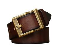 JIARY Cinture da Uomo, Cintura Uomo Pelle Cuoio Vero, Cintura Vintage Casual per Jeans Pantaloni, Cintura da Lavoro con Fibbia Quadrata Classica, Belt Men,A Brown,105CM/41.3''