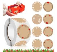 JIASHA 500 Pz Etichette Adesive Natale, Kraft Stickers Autoadesivo Handmade Etichette Dia 4cm Handmade Rotonde Etichette, per Matrimonio Compleanno Ringraziamento Festa Natale DIY