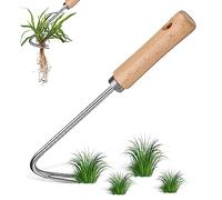 JIASHA Diserbatrice Manuale in Acciaio, Estirpatore di Erbacce in Acciaio Inox Diserbatrice Manico in Legno Massello Sarchiatrice Manuale Diserbatore Manuale Garden, per Scavare, Estirpare