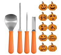 Jiasoval Kit per intagliare la zucca, set di strumenti per intagliare la zucca strumenti professionali Coltelli da intaglio zucca Halloween in acciaio inossidabile raschietto sega trapano e incisi