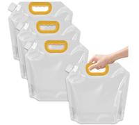 Jiavlyx 4 Pezzi 10L Borsa Porta Acqua Pieghevole, Bianco Trasparente Taniche Pieghevoli Portatili, Riutilizzabile Borsa Porta Acqua Pieghevole, Senza BPA, per Escursionismo, Campeggio, Picnic