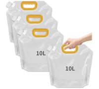 Jiavlyx 4 Pezzi 10L Contenitore dell'Acqua Pieghevole, Borsa Porta Acqua Pieghevole, Senza BPA, Taniche Pieghevoli per Acqua, Contenitore per Acqua Potabile, per Escursionismo, Campeggio, Picnic