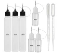 Jiavlyx 6 Pezzi Applicatore Di Colla, 3pz 10ml + 3pz 30ml Applicatore Di Precisione, Applicatore Punta Ago, Con 2 Pipette, Bottiglie Di Punta Di Precisione, Bottigliette Con Applicatore Colla