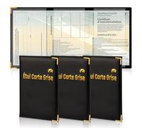 jiawaggag Custodia per carta grigia a forma di 3 persiane con carta grigia e porta documento 13,5 x 27 cm per tasca con licenza di condurre la carta d'identità, Nero , 20, Contemporaneo