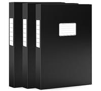 JiaWei 3 Pezzi Cartella Portaprogetti Scatole da con Coperchio Magnetico, Larghezza 2,2 cm, in Cartone 1600 g/m² A4, con Scomparto per il Nome, Scatola per Documenti - Nero