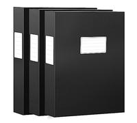 JiaWei 3 Pezzi Cartella Portaprogetti Scatole da con Coperchio Magnetico, Larghezza 4,5 cm, in Cartone 1800 g/m² A4, con Scomparto per il Nome, Scatola per Documenti - Nero