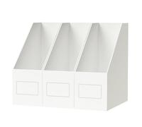 JiaWei A4 Portariviste (3 Pezzi), Realizzato in Cartone Extra Robusto da 1700 g/m², Porta riviste da 10,5 cm di Larghezza, Portariviste da Scrivania per Libri e File - Bianco