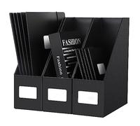 JiaWei Portariviste 3 Pezzi, Fondo Robusto, Realizzato in Cartone Extra Robusto da 1800 g/m², Larghezza 10,5 cm, A4 Cartella stand-up, per casa, ufficio e scuola - Nero
