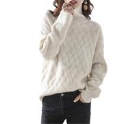 JiaWell Autunno e Inverno Oversize Maglia Dolcevita Maglione Donna Spessore Cashmere Pullover(A,Medium)